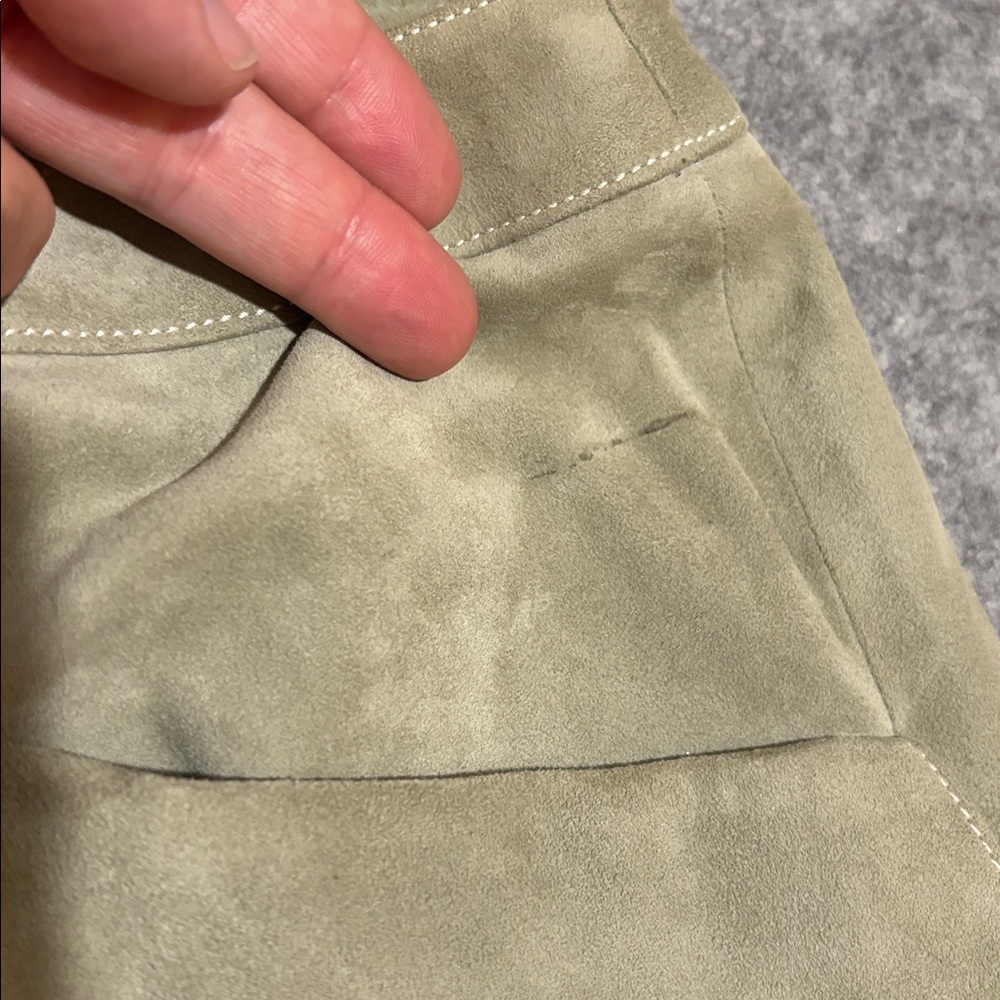 Chanel Goat Leather Silk Sage Green Women's Pantsuit Vest Set - Picture 14 of 16